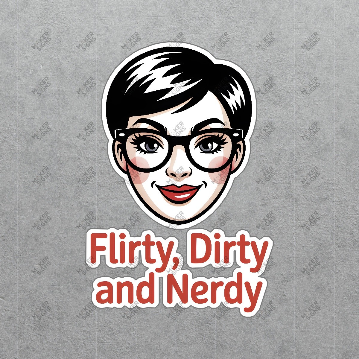 Flirty, Dirty and Nerdy Cartoon Sign Fun Pop Culture Decor Sassy Home #7840