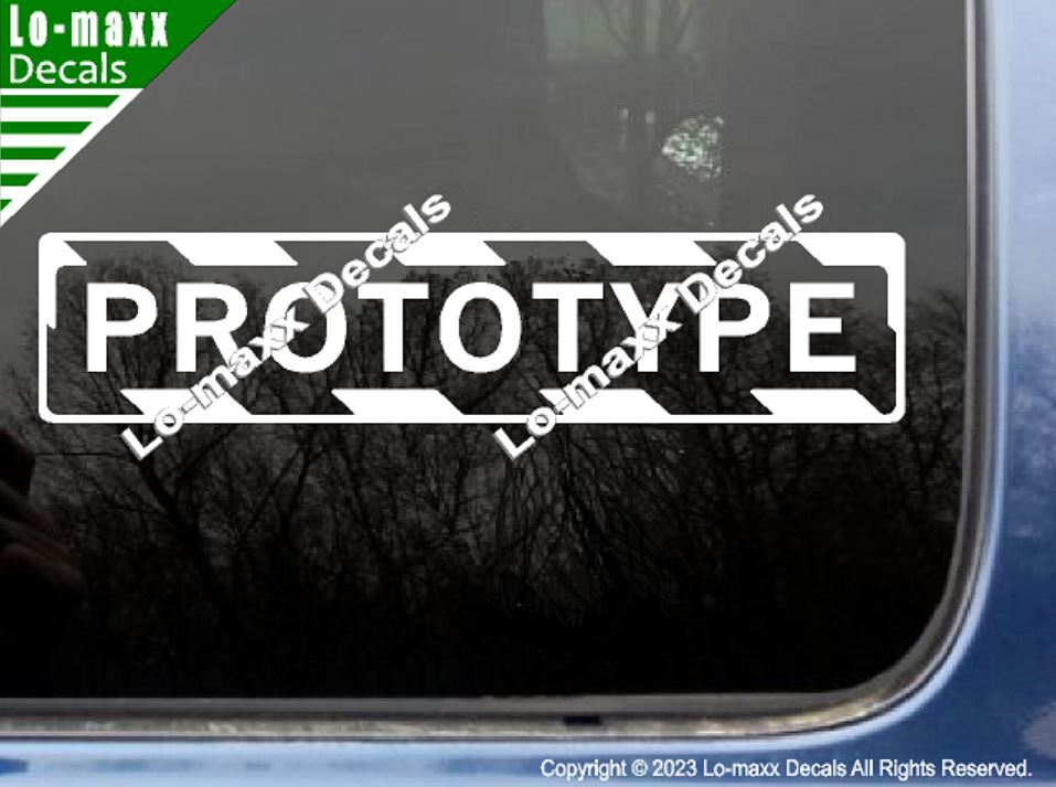 PROTOTYPE Aircraft With Hazard Stripes Aircraft Markings Die Cut Vinyl Decal