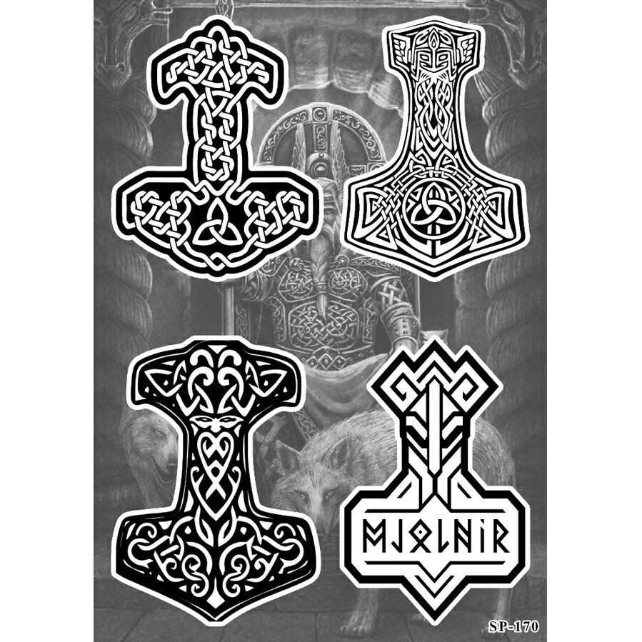 Thor's Hammer Symbol Sticker Pack | Mjolnir Viking Norse Mythology God Logo