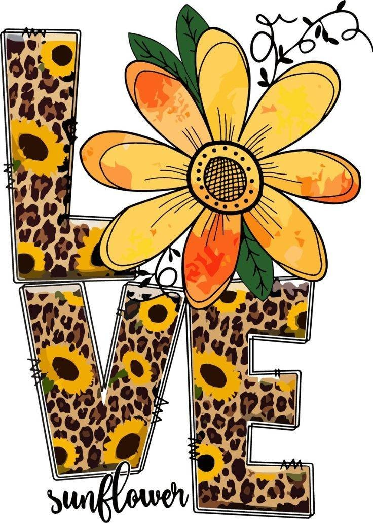 Love Sunflower Sticker Decal Laptop Wall Mirror Cup Tumblr Locker Bin