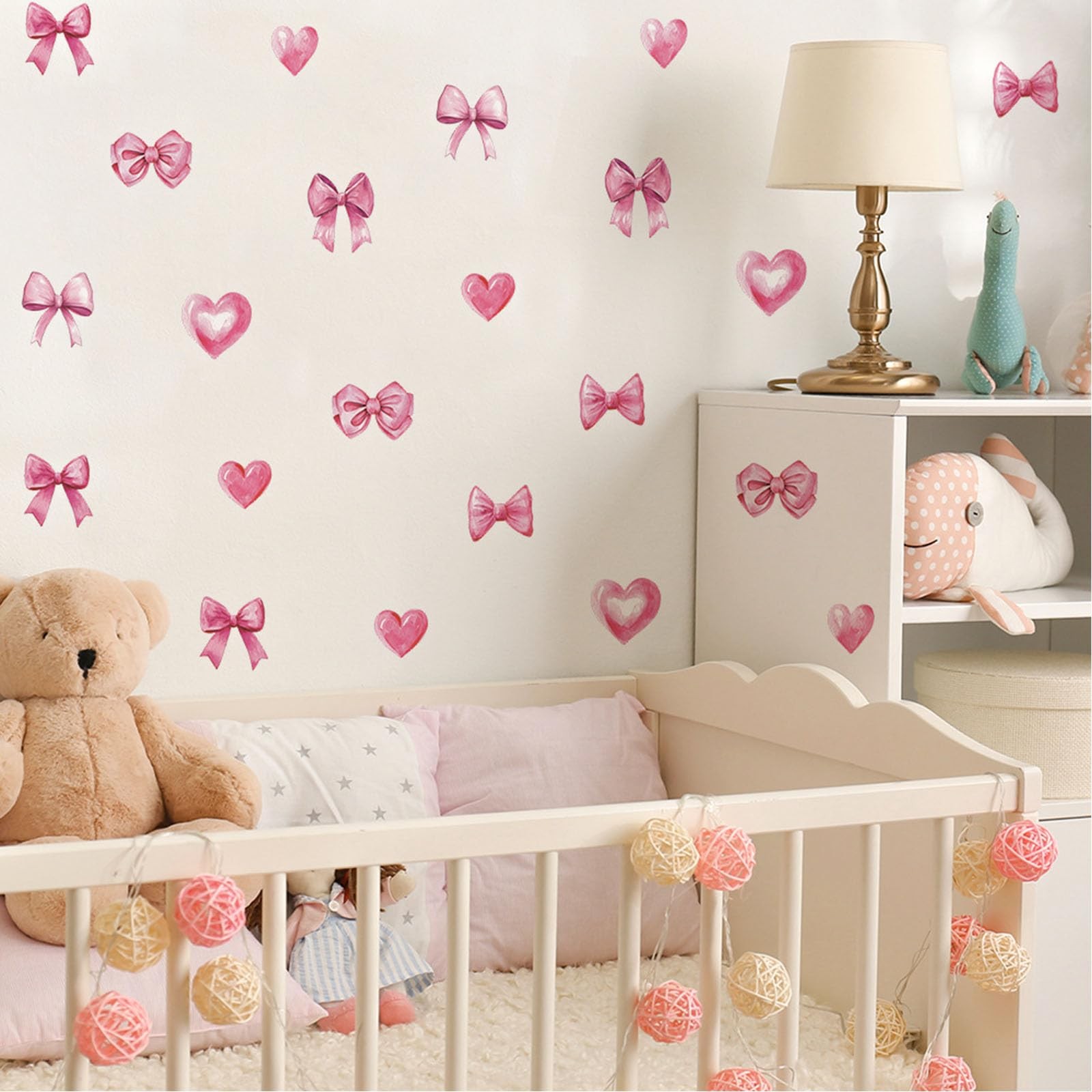 48pcs Pink Bowtie Decor for Bathroom and Bedroom Bow Wall Stickers and Decals…