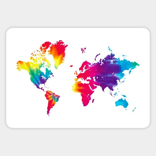 World Of Color Map Countries Vinyl Decal Decor Wall Bumper Laptop Sticker