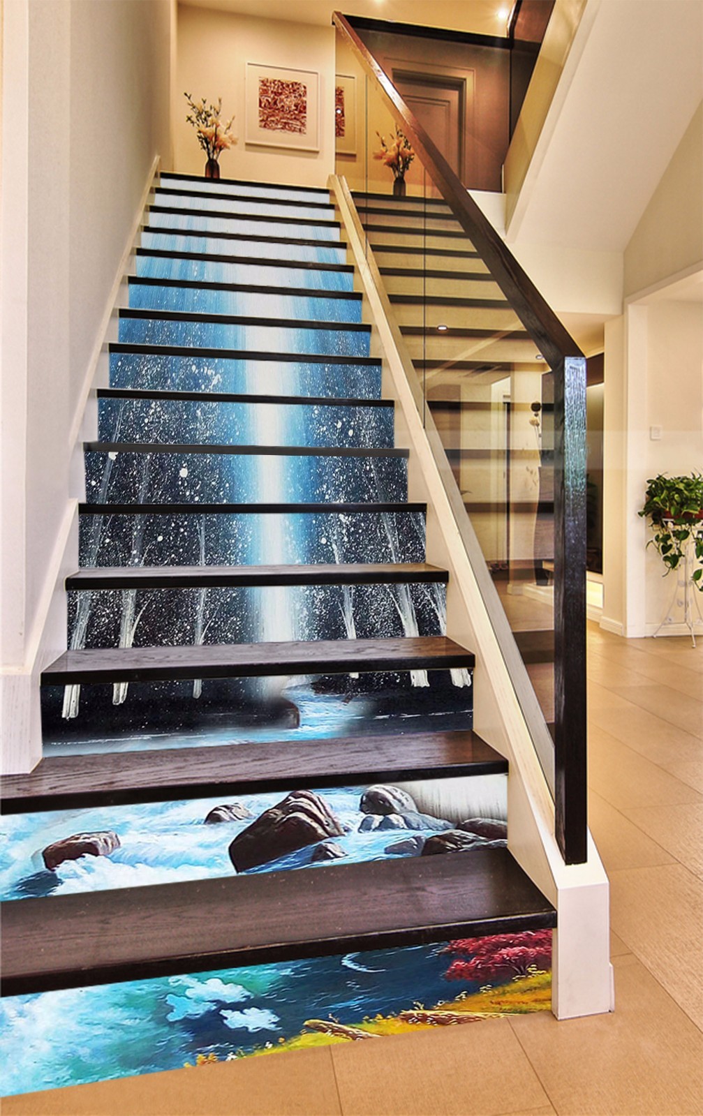 3D River Trees 388 Stair Risers Decoration Photo Mural Vinyl Decal Wallpaper AU