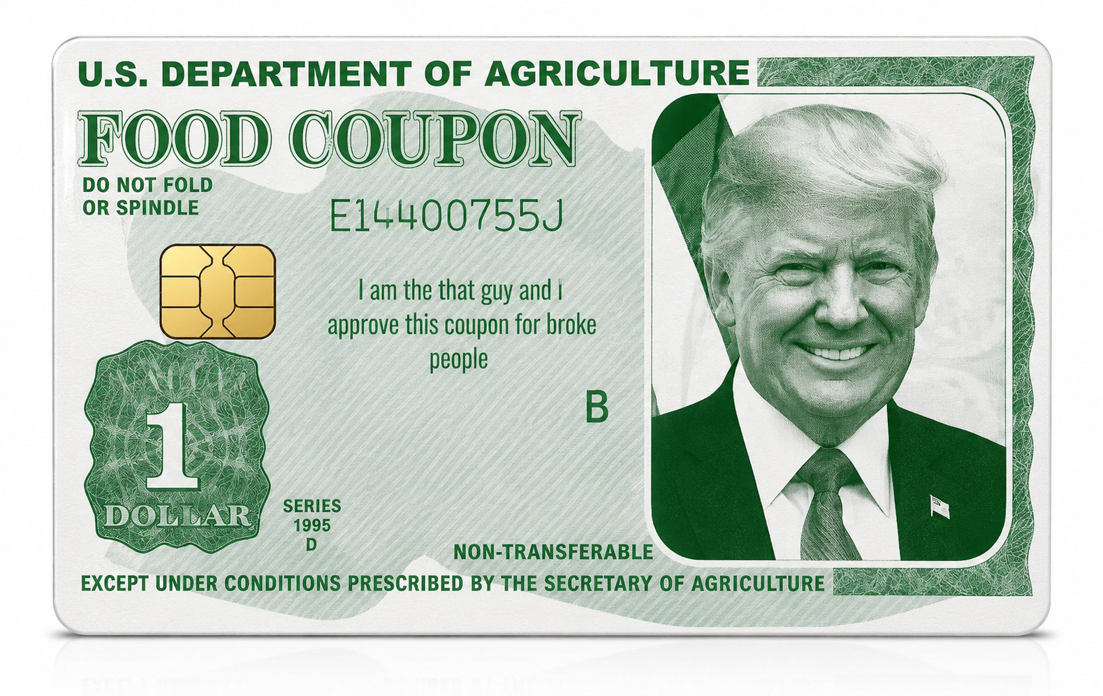 Trump Food Coup on Credit Card Skin Funny Meme Vinyl Sticker Card Wrap
