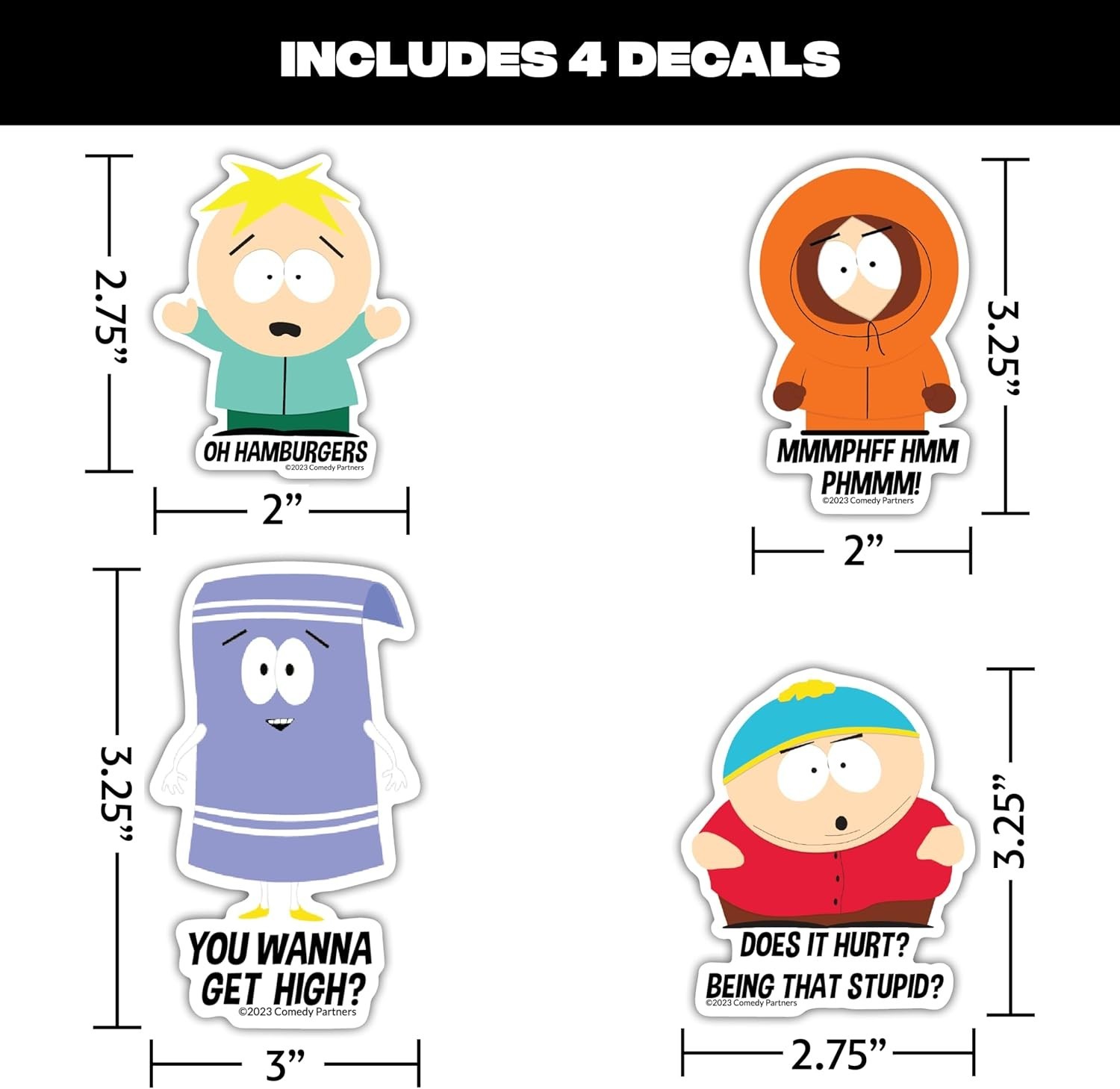 Licensed South Park Vinyl Decals – Set of 12 Waterproof Stickers for Fans