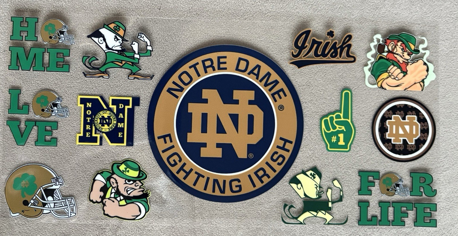 College University Fighting Irish Transfer Stickers DIY Cup Wrap Notre Dame