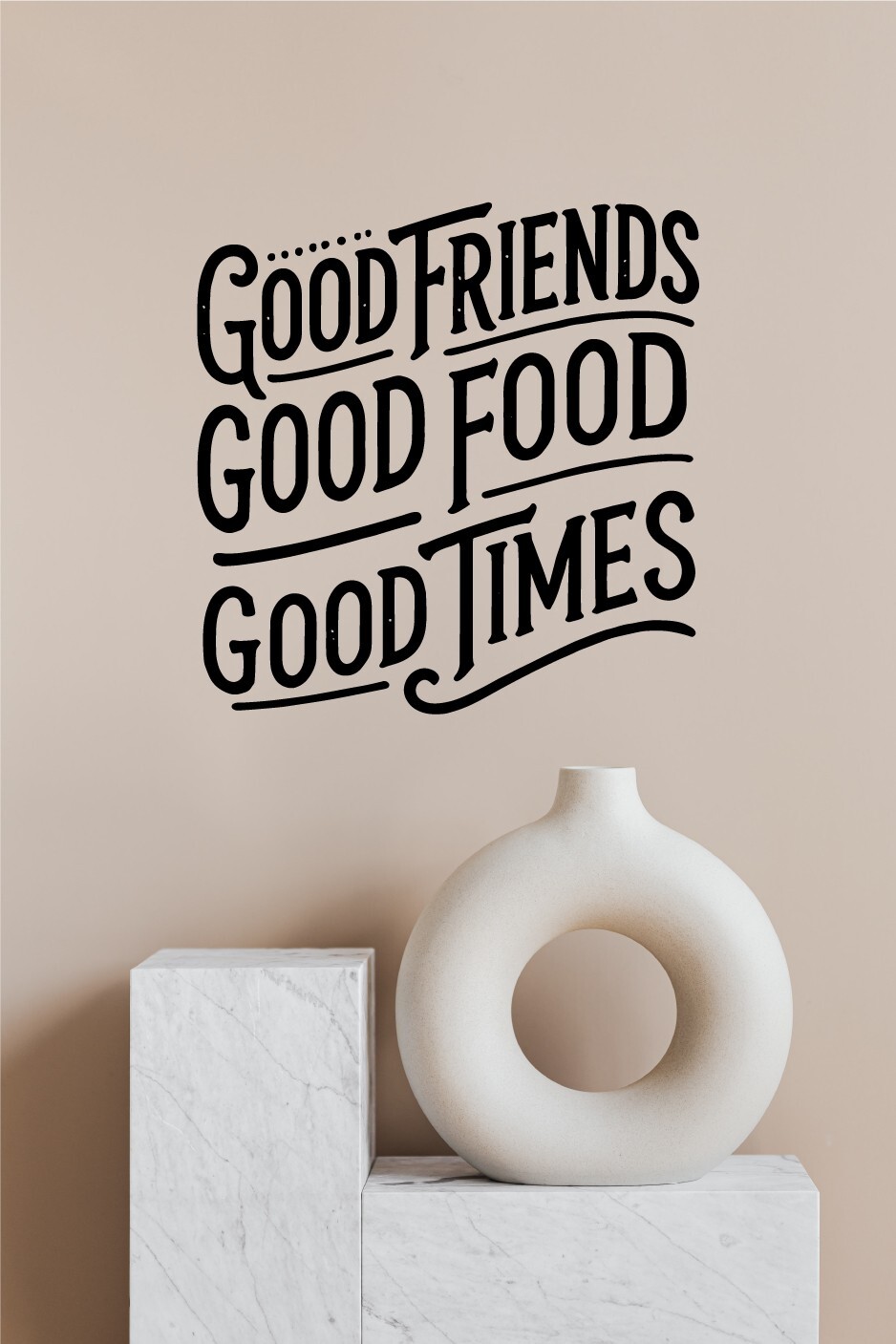 Good Friends Good Food Good Times Wall Decal Stylish Vinyl Sticker for Kitchen