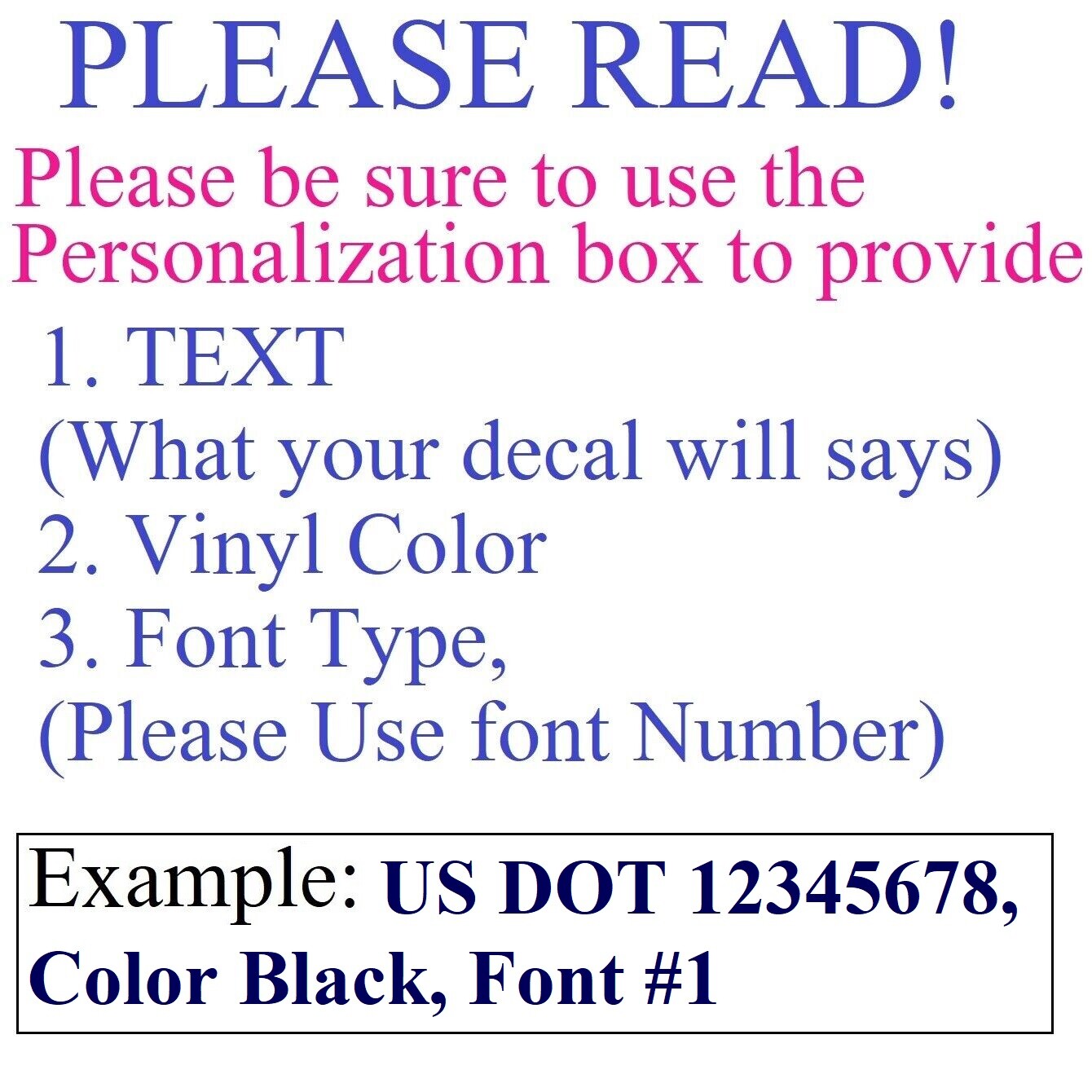 x2 Custom Made Decal Sticker USDOT DOT numbers for Truck,Cars,Trailers,Van,Bus