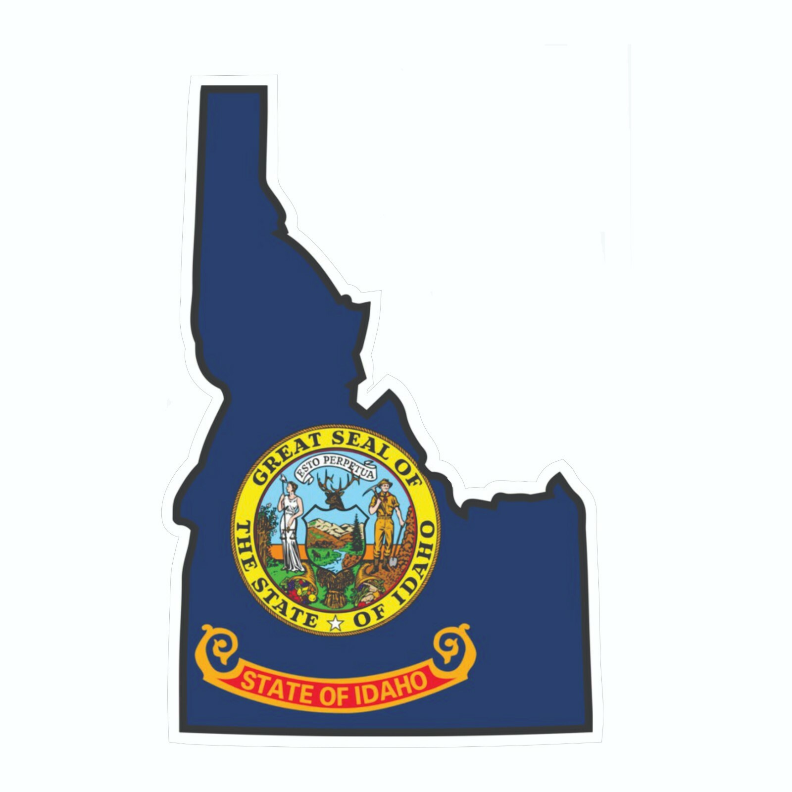 Idaho State Map Outline with Flag Sticker, Decal, Vacation Sticker