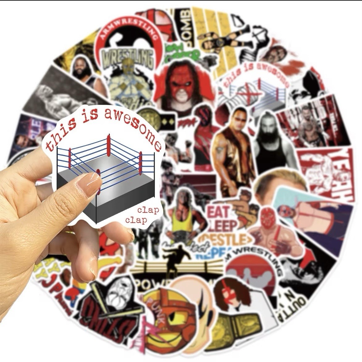 50Pcs Wrestling Stickers Decals for Laptop Water Bottle Wrestler Party Gifts