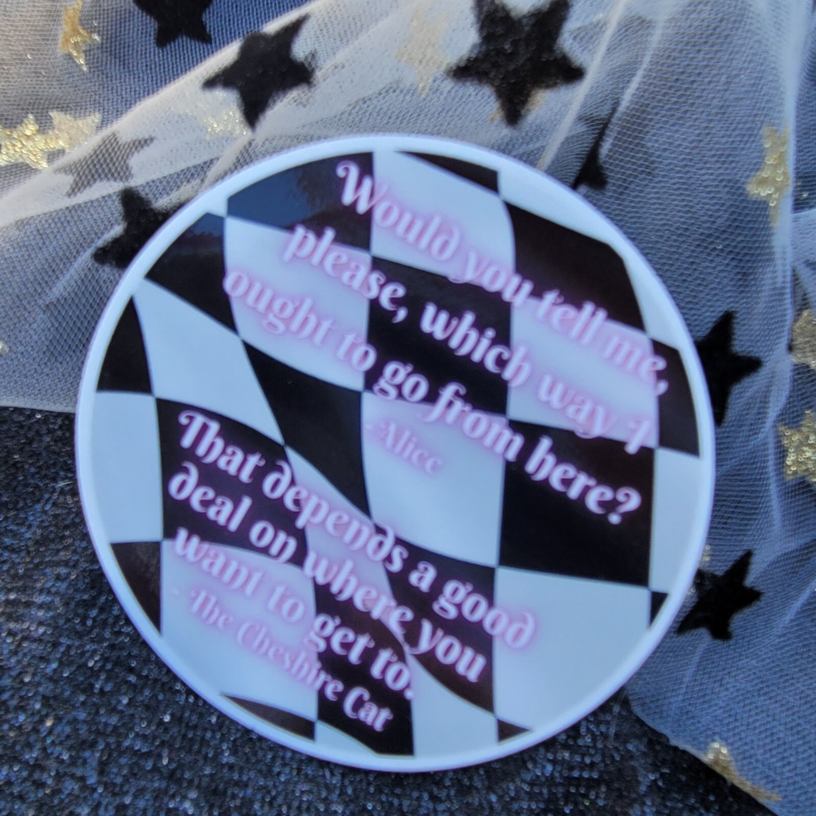 STKR026 Alice in Wonderland Vinyl Sticker -which way I ought to go – Book Quote