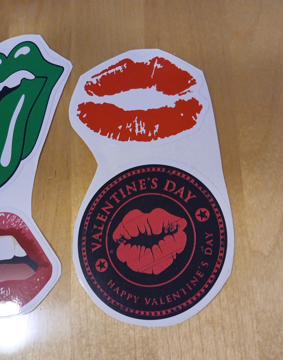 Lips Mouth Tongue Sticker Decal I Love Kisses – Kiss Me – Cherry Glossy Lot of 8