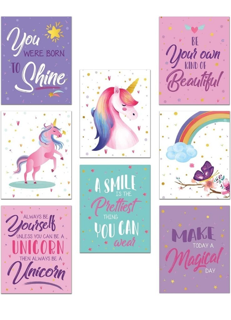 Unicorn Wall Decor – Unicorn Pictures Wall Decor Set Of 8 – Unicorn Wall Art