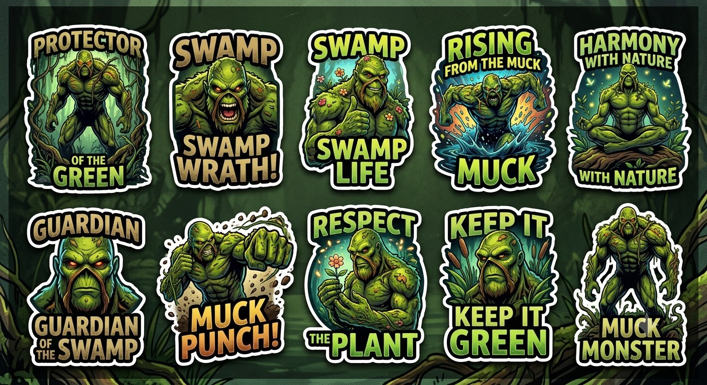 10 Pcs The Swamp Thing Stickers Decal Phone Laptop
