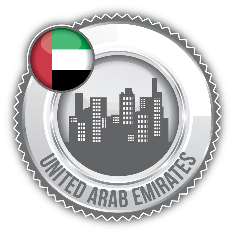 United Arab Emirates World Flag City View Label Car Bumper Sticker Decal