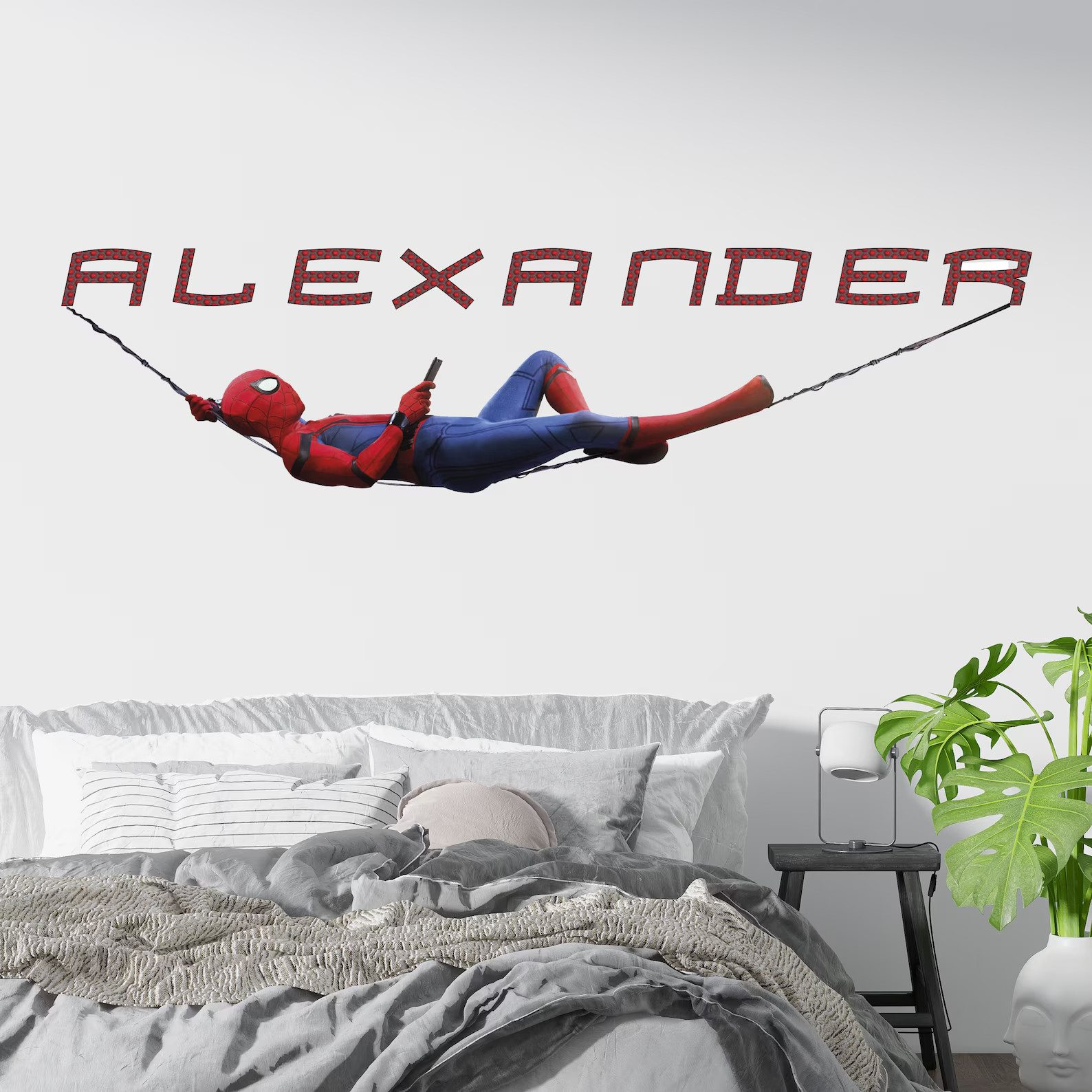 Personalized Spider Wall Decal Custom Name Boys And any Room Vinyl Wall Sticker