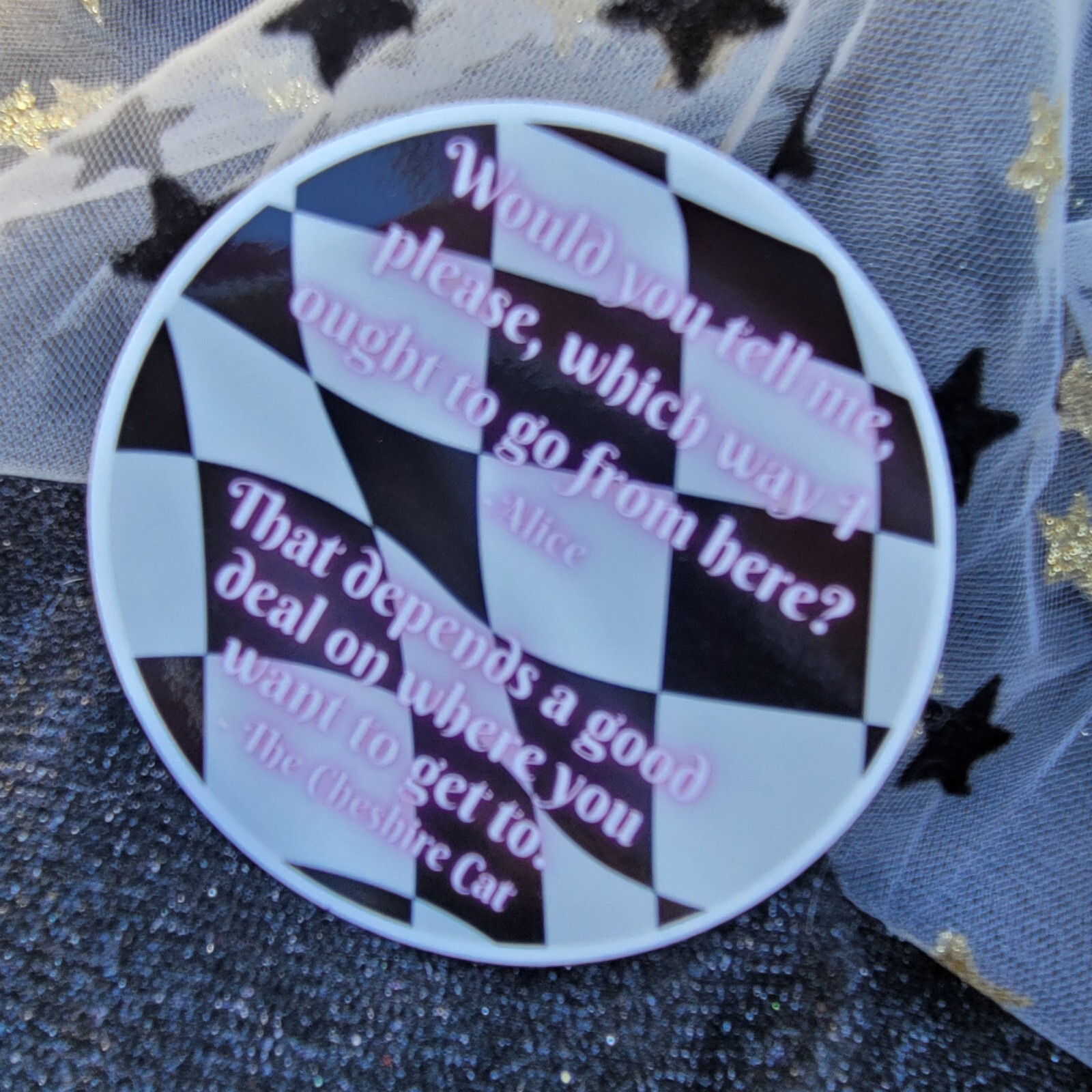 STKR026 Alice in Wonderland Vinyl Sticker -which way I ought to go – Book Quote