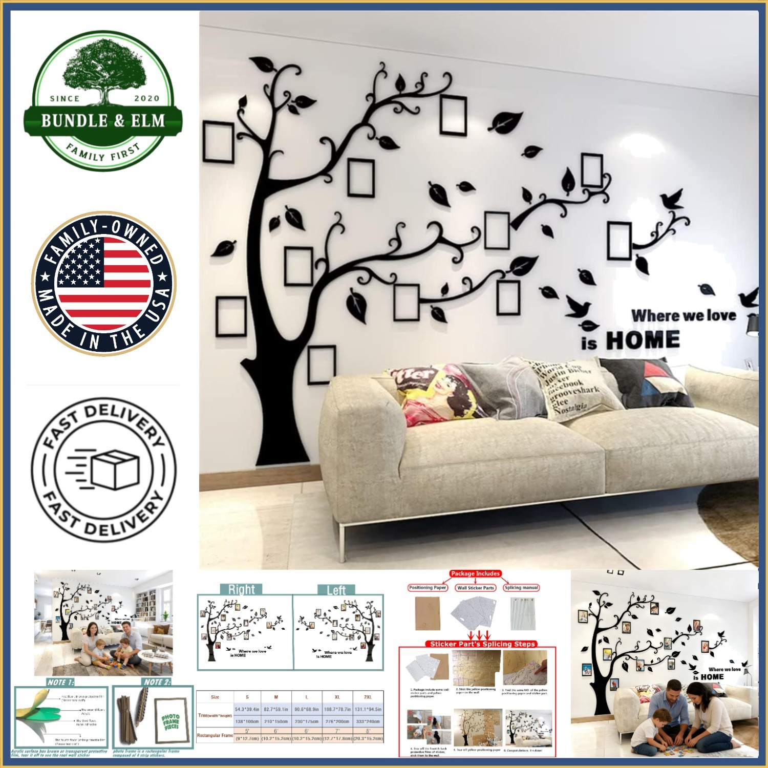 3D Tree Wall Stickers for DIY Family Photo Frames – Nature-Themed Decor