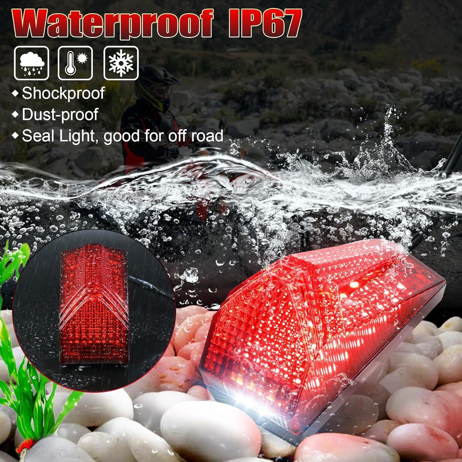LED Tail Light 500% Bright Rear Brake Light with White License Plate Lighting