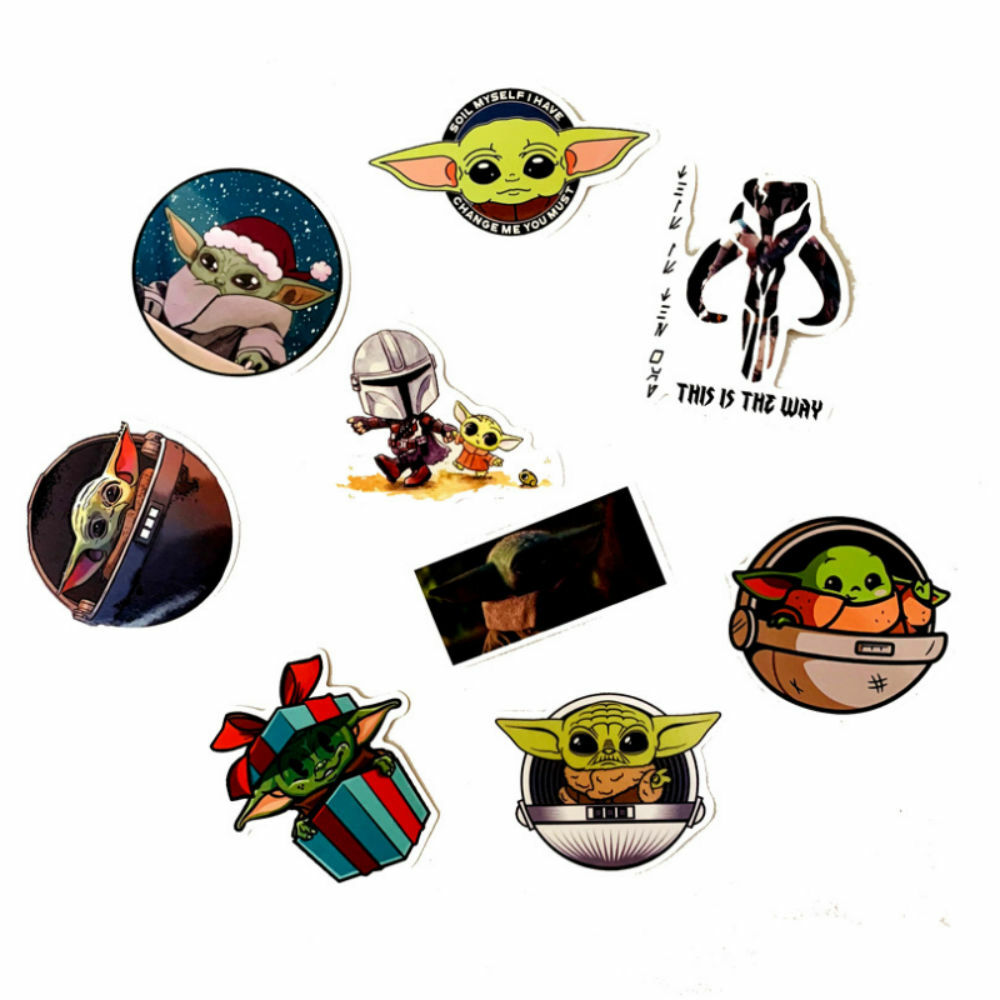 50 Pcs Mandalorian Baby Yoda Vinyl Stickers for Car Laptop Luggage Suitcase