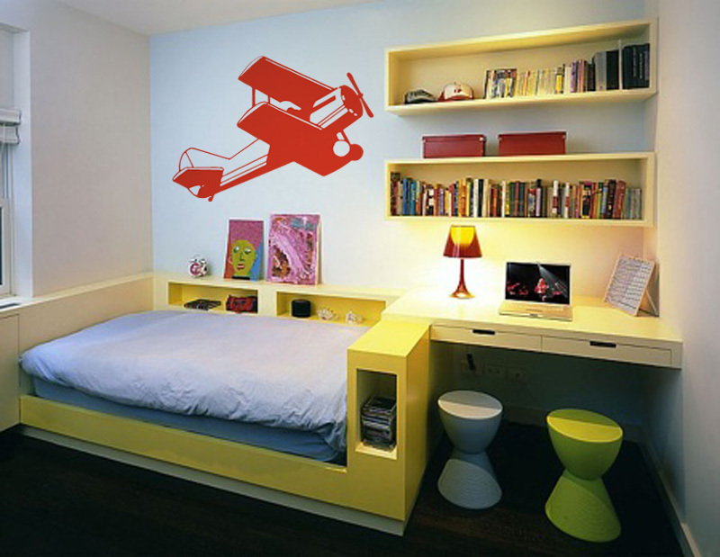 Airplane Vinyl Wall Sticker Decal Kid's Boy's Room 33 in w x 22 in h