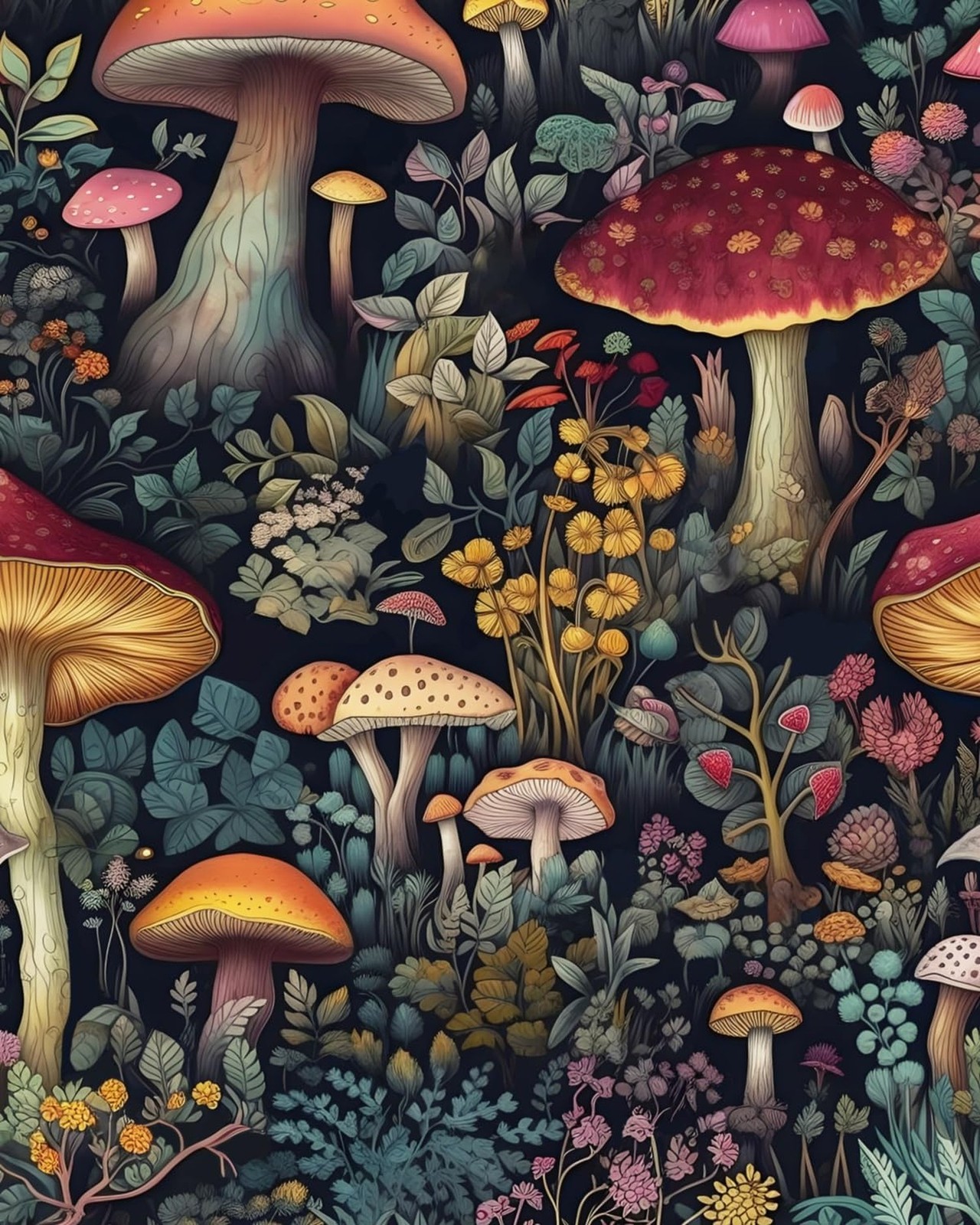 BOKEBEVE Mushroom Wallpaper Peel and Stick Floral Contact Paper Vintage Wall …