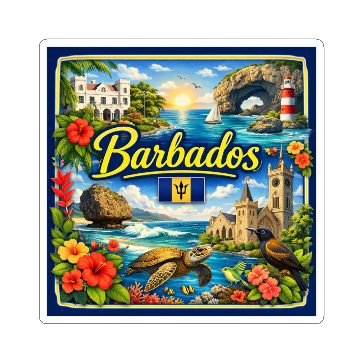 Barbados Tropical Island Sticker | Kiss-Cut Vinyl Sticker