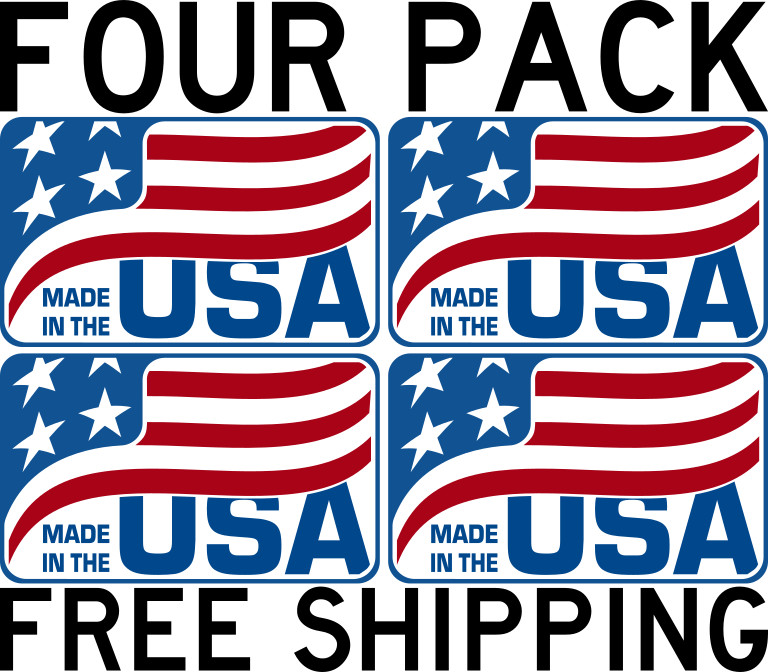 FOUR PACK MADE IN THE USA AMERICAN FLAG BADGE DECAL STICKER LABEL FREE SHIPPING