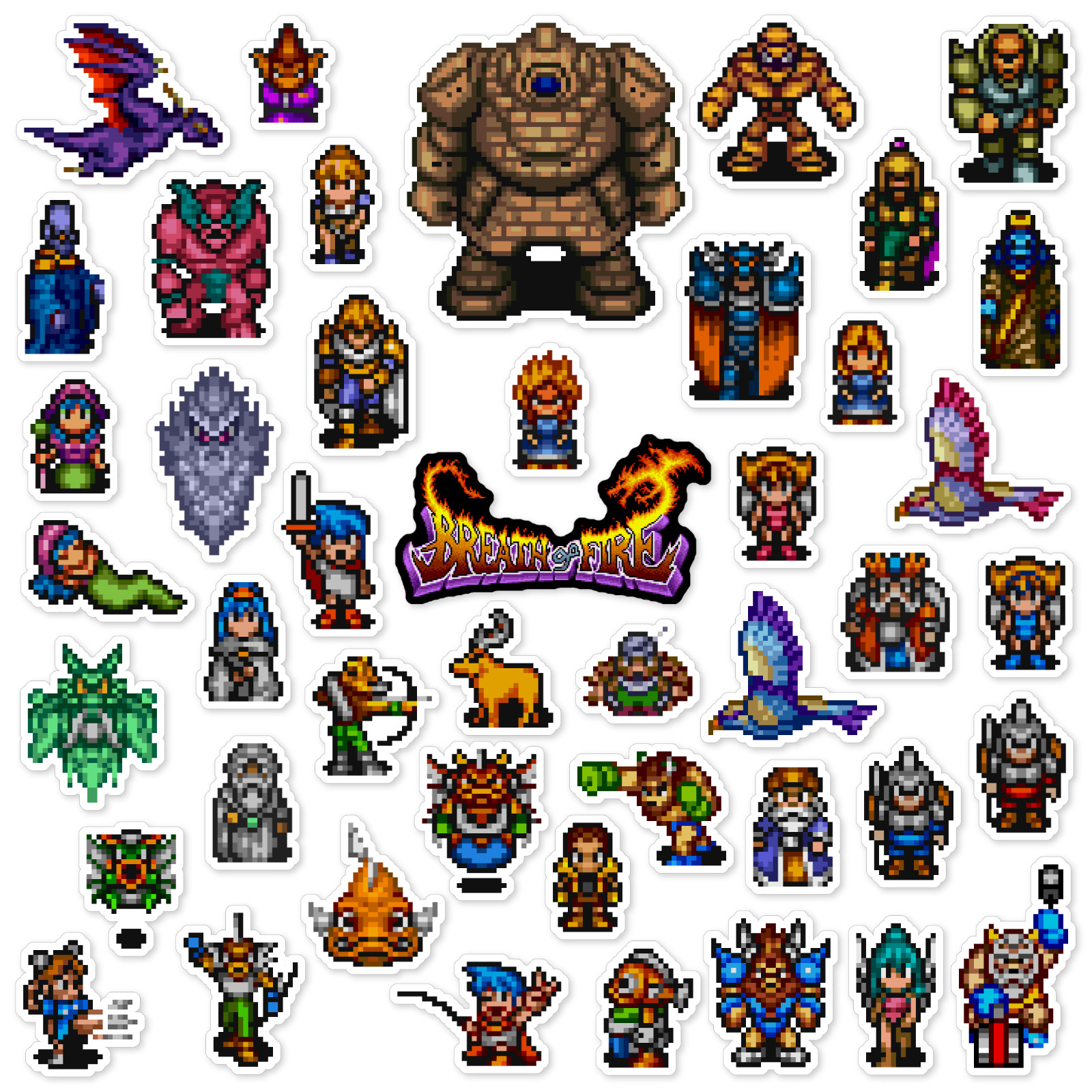 Breath of Fire Stickers BOF Super Nintendo SNES Pixel Art 45 Sticker Pack