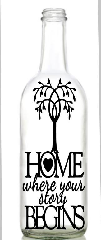 Vinyl Decal Sticker for Wine bottle home where your story new home gift ornament