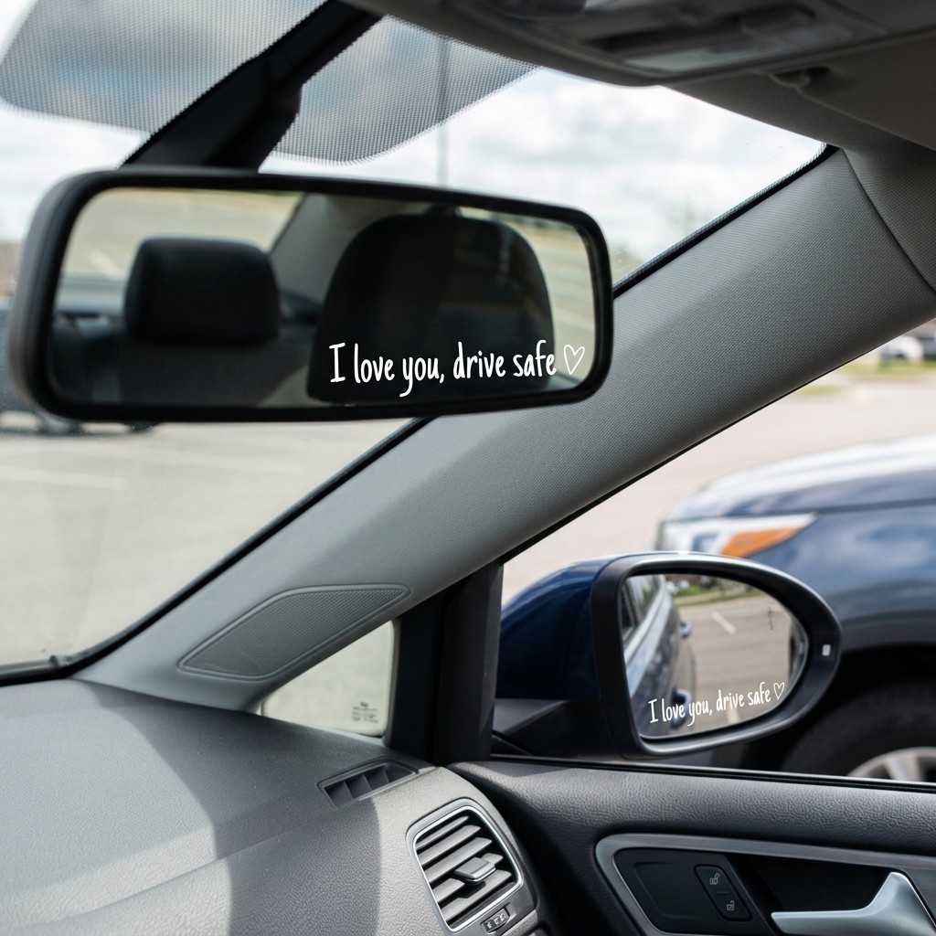 Car Window & Mirror Vinyl Decal Sticker – Drive Safe I Love You, 3 Per Set