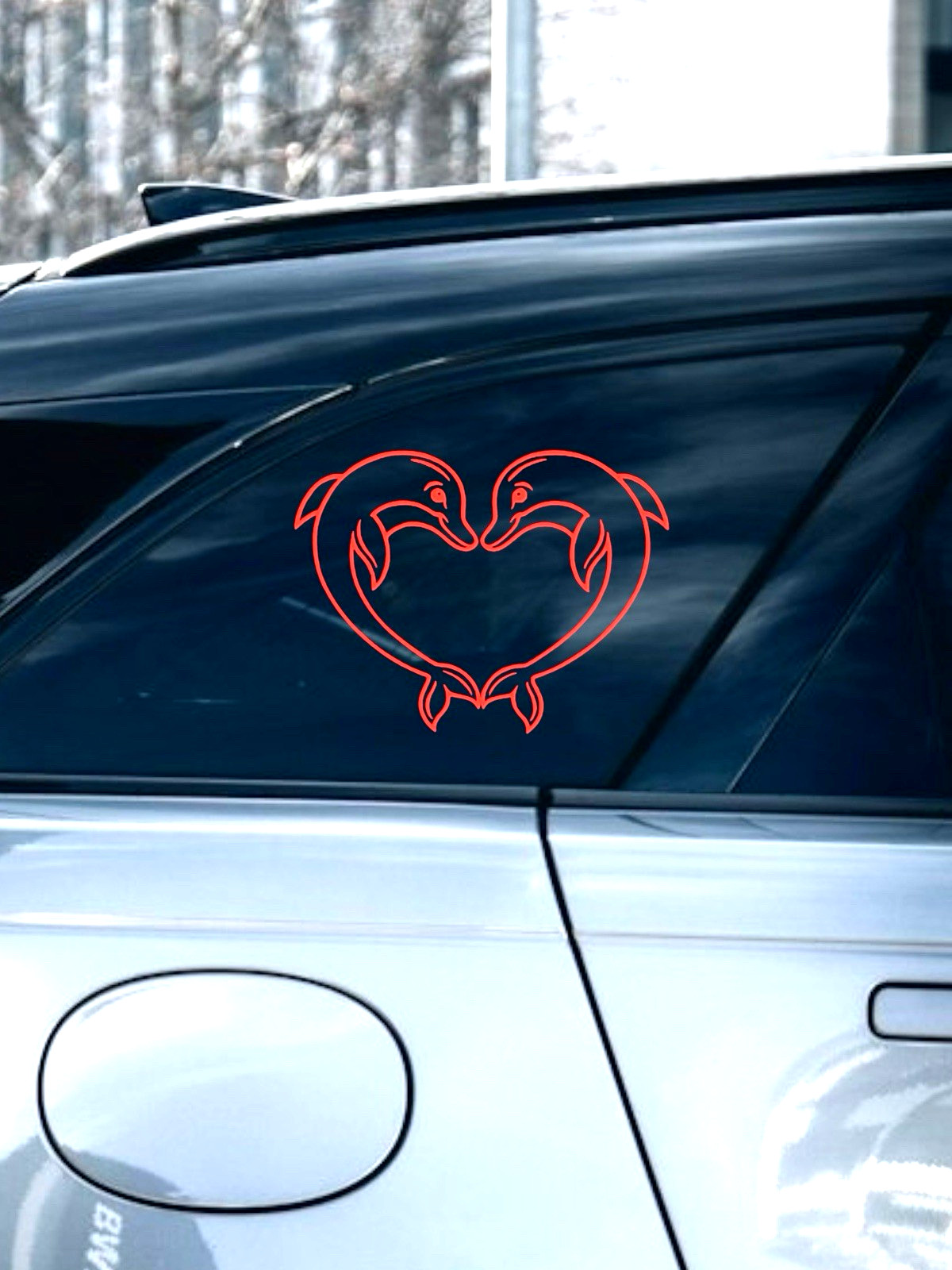 Dolphin love heart Decal for car Windows Laptops most Smooth Surfaces