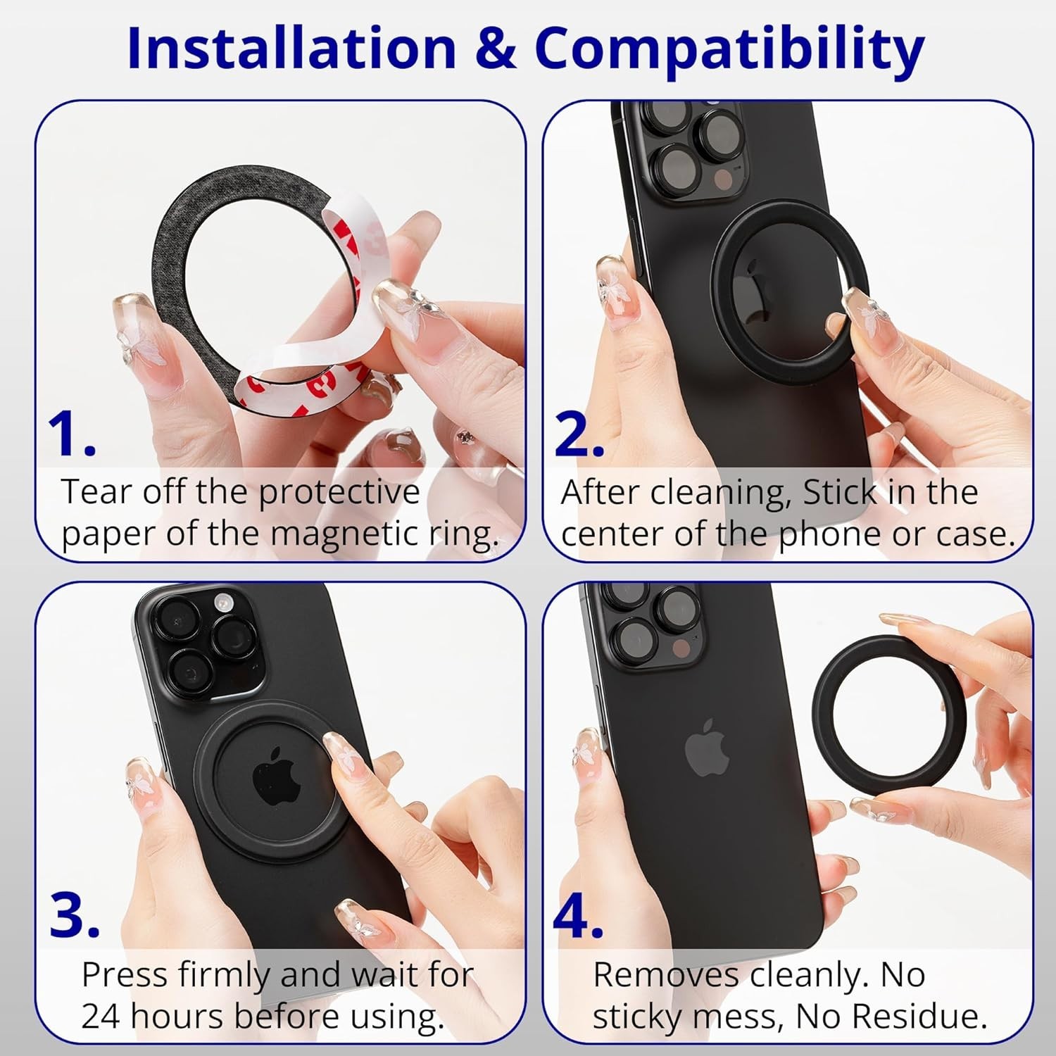 Sleek Magnetic Ring for Effortless Phone Mounting – Wireless Charging Ready