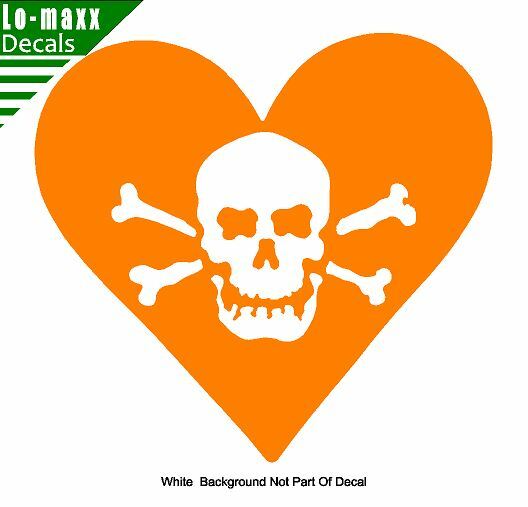 Skull Heart Unique Original Graphic Design Various Sizes Die Cut Vinyl Decal
