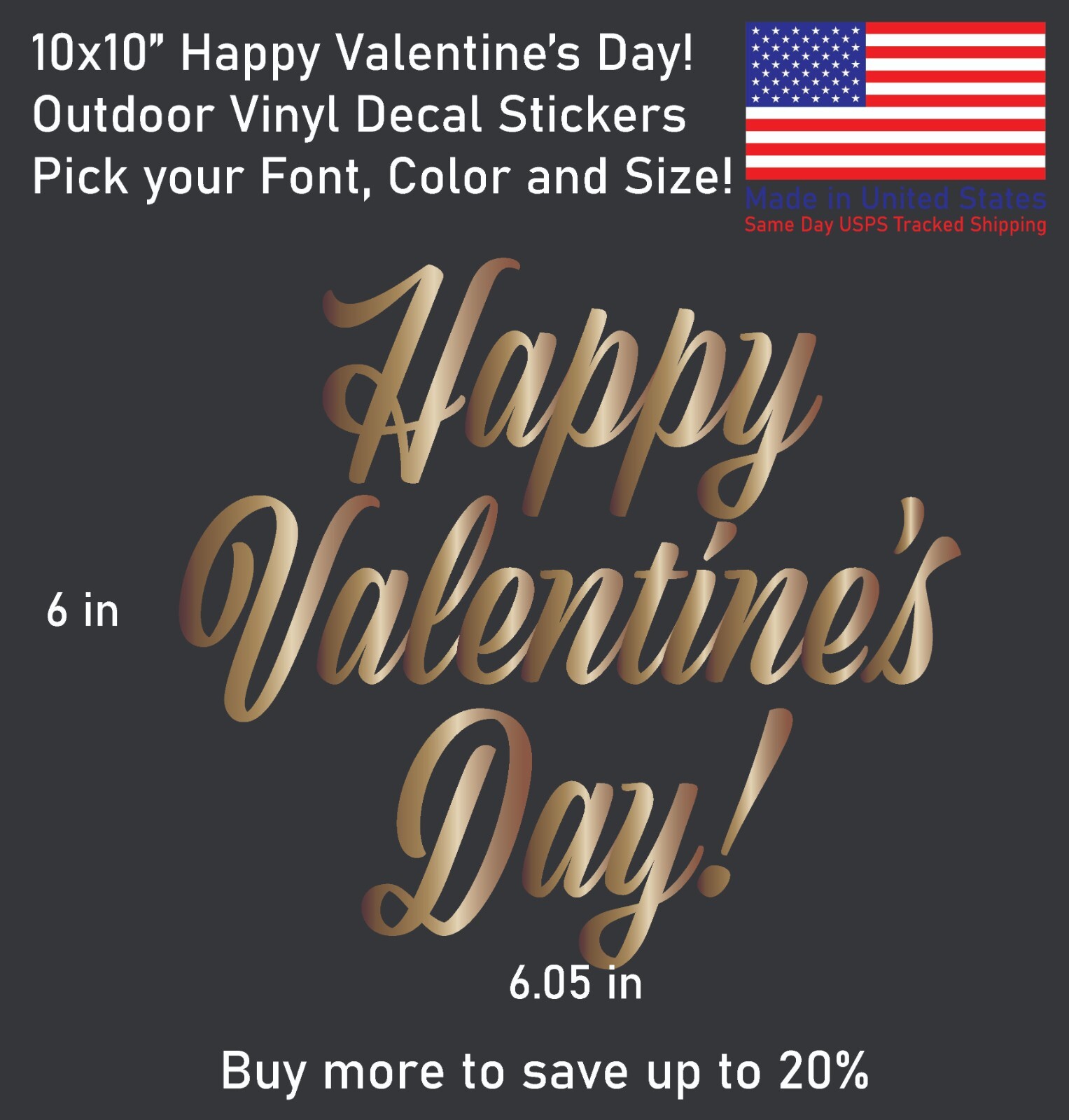 Happy Valentine's Day Font#1 Vinyl Decal Sticker – Made in US – SameDay Shipping