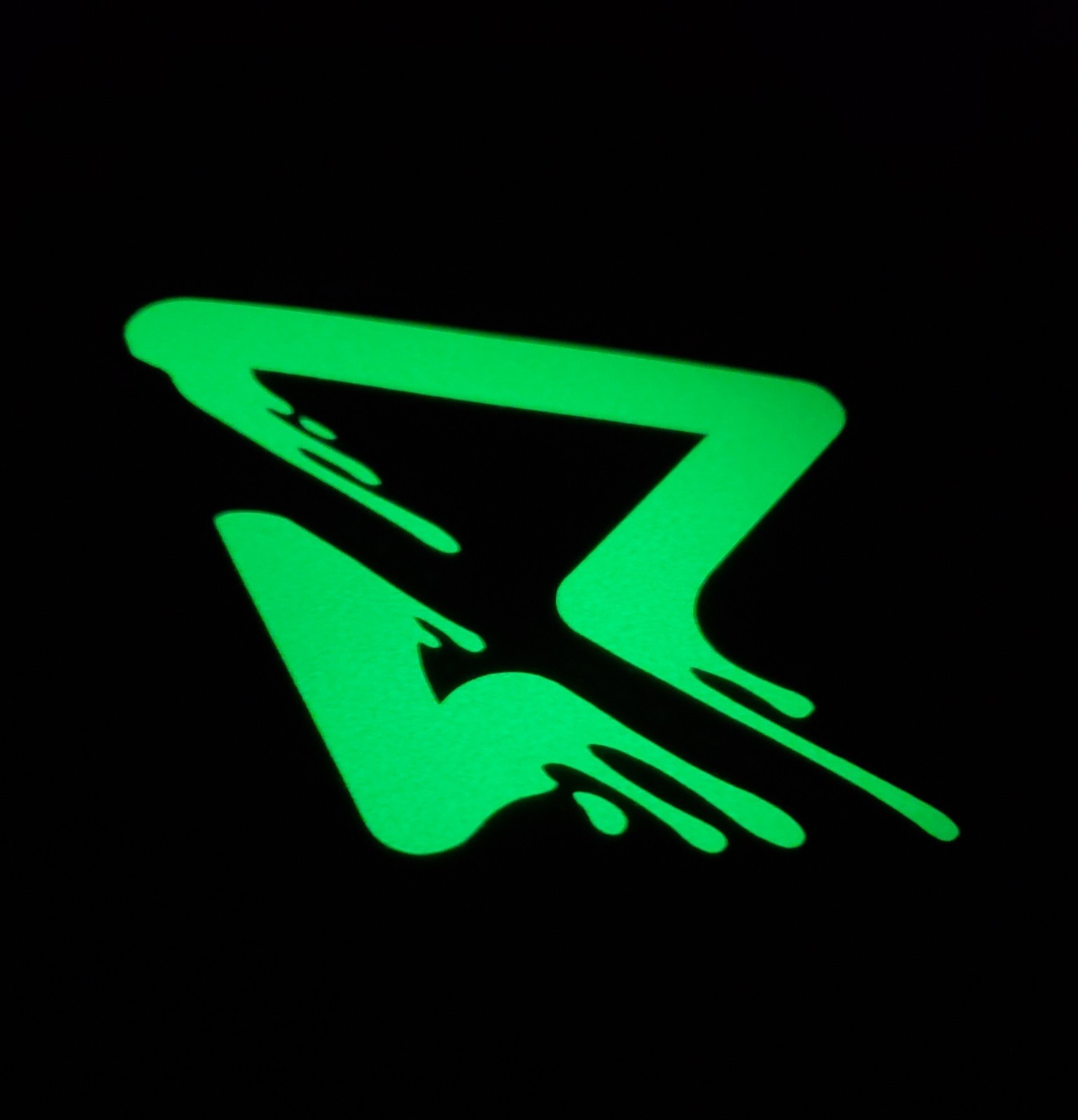 Glow In The Dark Melting Triangle Vinyl Decal Medium Size Sticker Bright Green