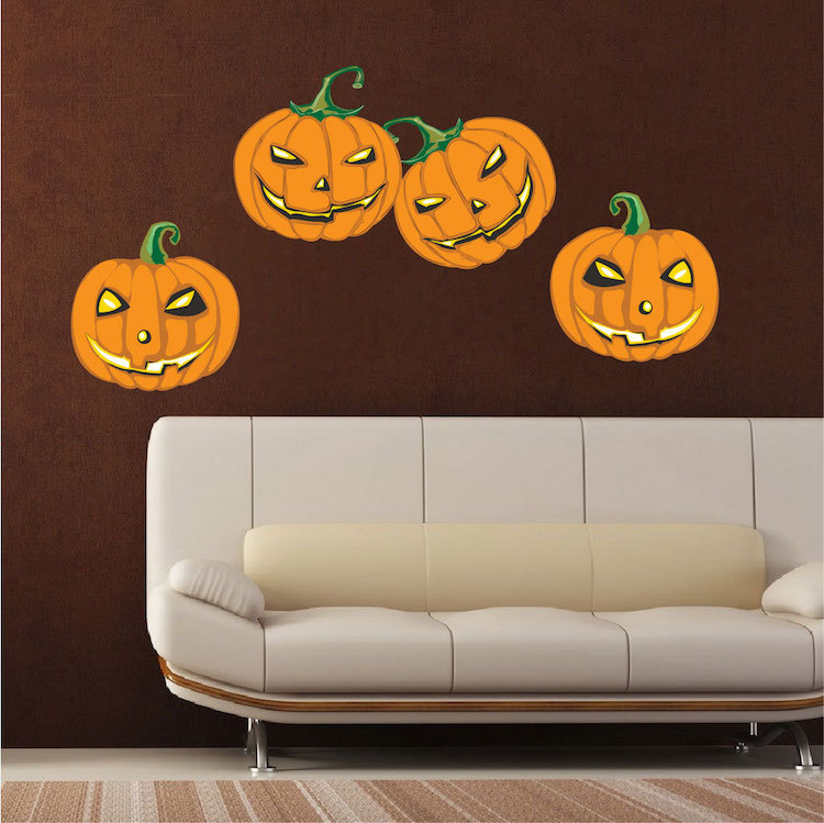 Halloween Pumpkin Wall Decals Wallpaper Scary Seasonal Decorations Vinyl, h05
