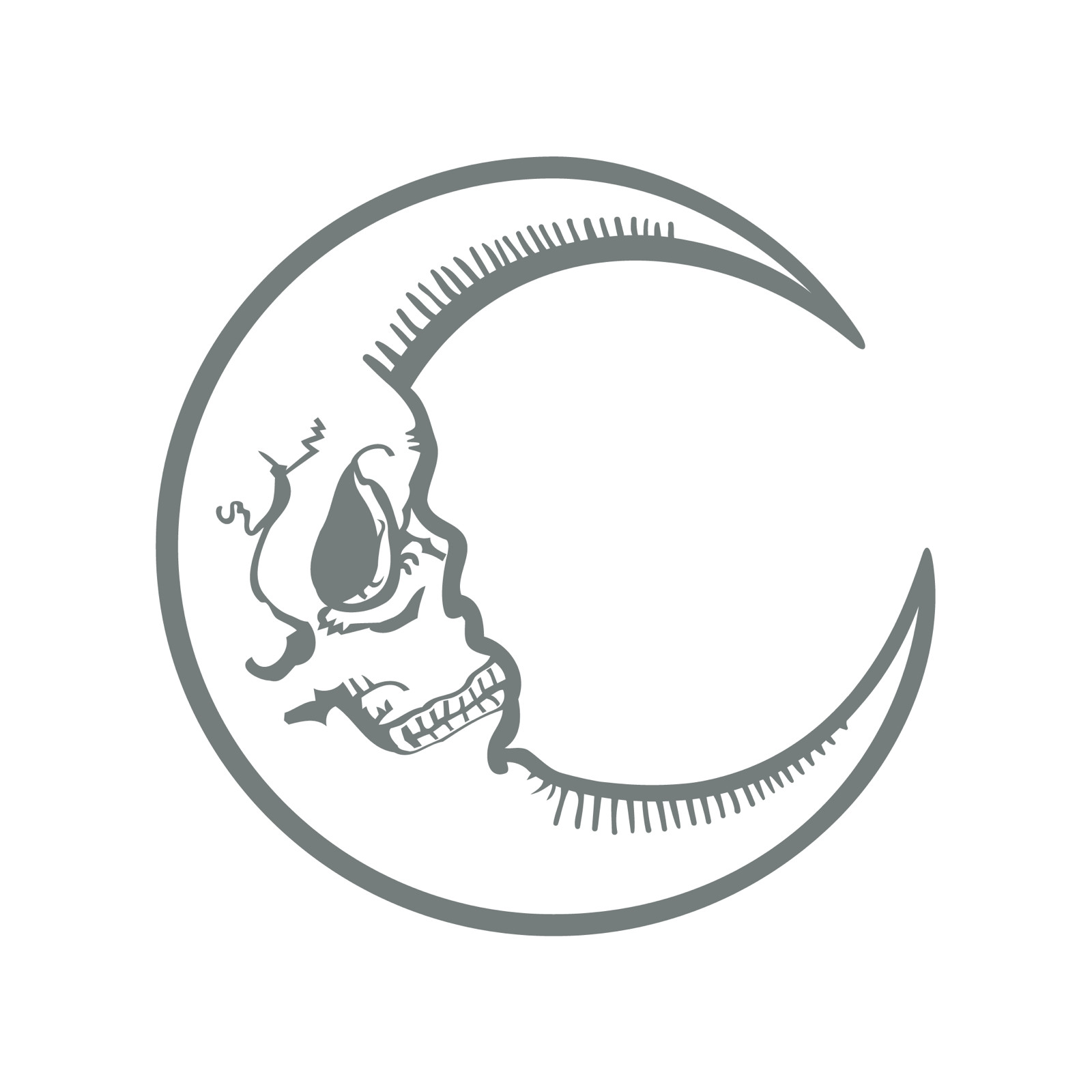Crescent Moon Skull Made in USA Multiple Color Options & Sizes Avail Cars-6+yrs