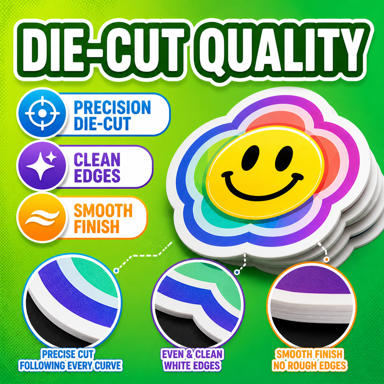 Custom Logo Vinyl Stickers Die Cut Waterproof Gloss Business Labels Decals