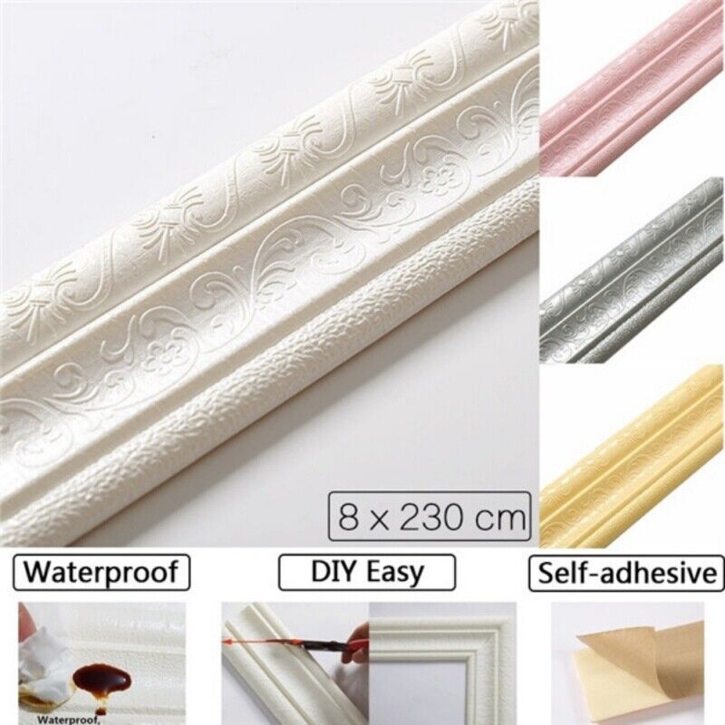 7.5FT Waterproof 3D Wall Border Wall DIY Decor Sticker Self-adhesive Kitchen US
