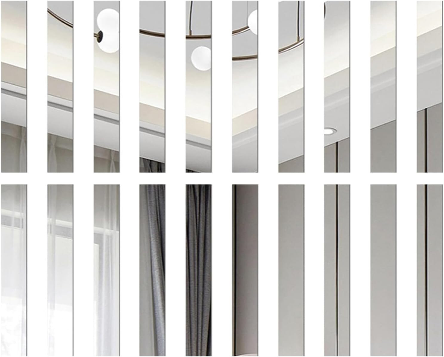 20/40x DIY Strip Mirror Stickers Self Adhesive Long Acrylic Wall Decal Art Decor