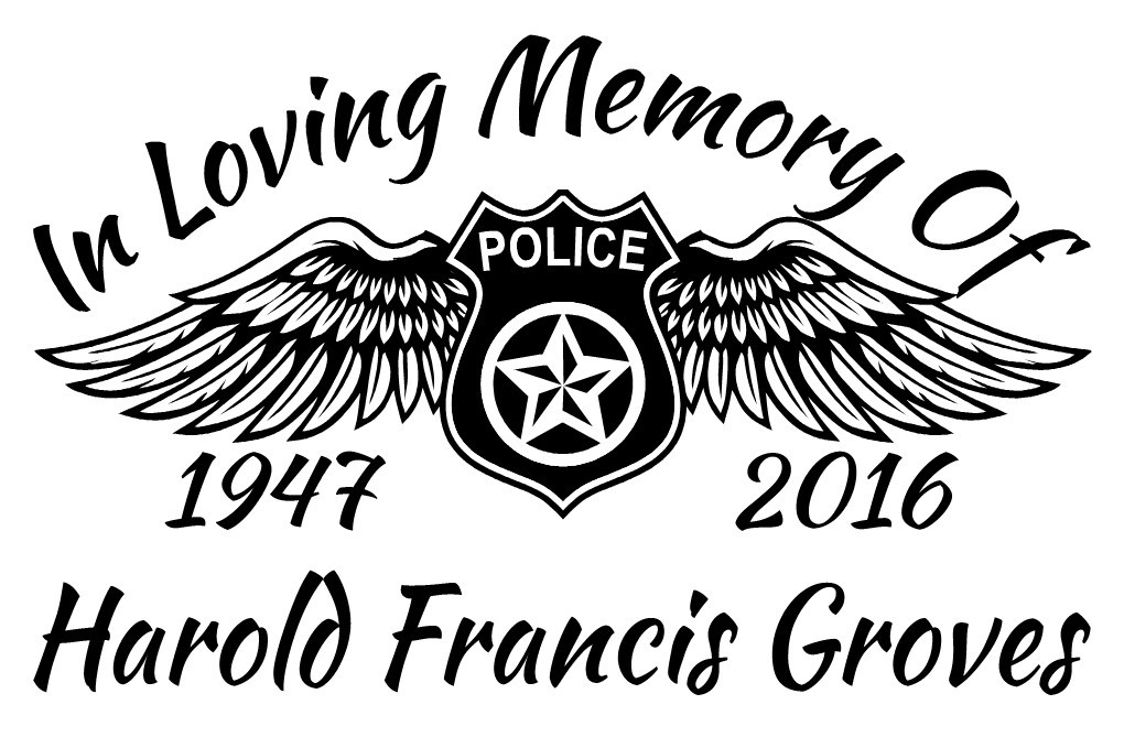 In Loving Memory Police Badge Wings Sticker Decal Custom Tribute 3 Font Choices