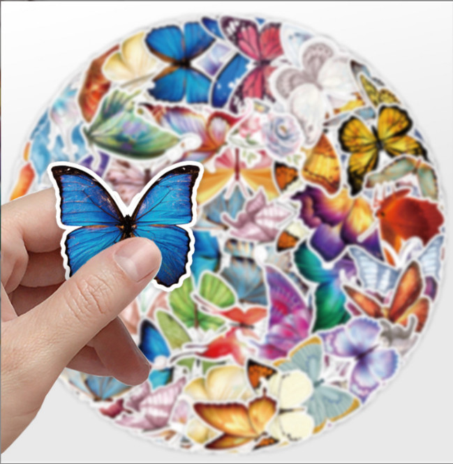 50Pcs Stickers Butterfly Laptop Luggage Skateboard Fridge Car Water bottle Vinyl