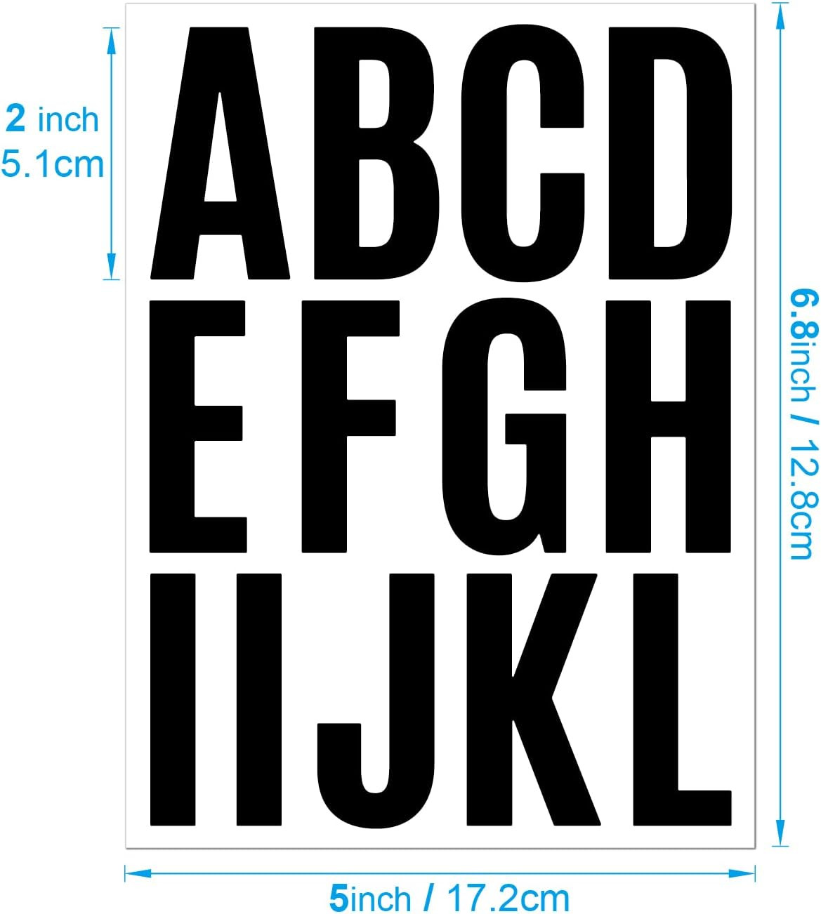 24 Sheets 2 Inch Self Adhesive Letters Stick on Vinyl Capital Letter Stickers…