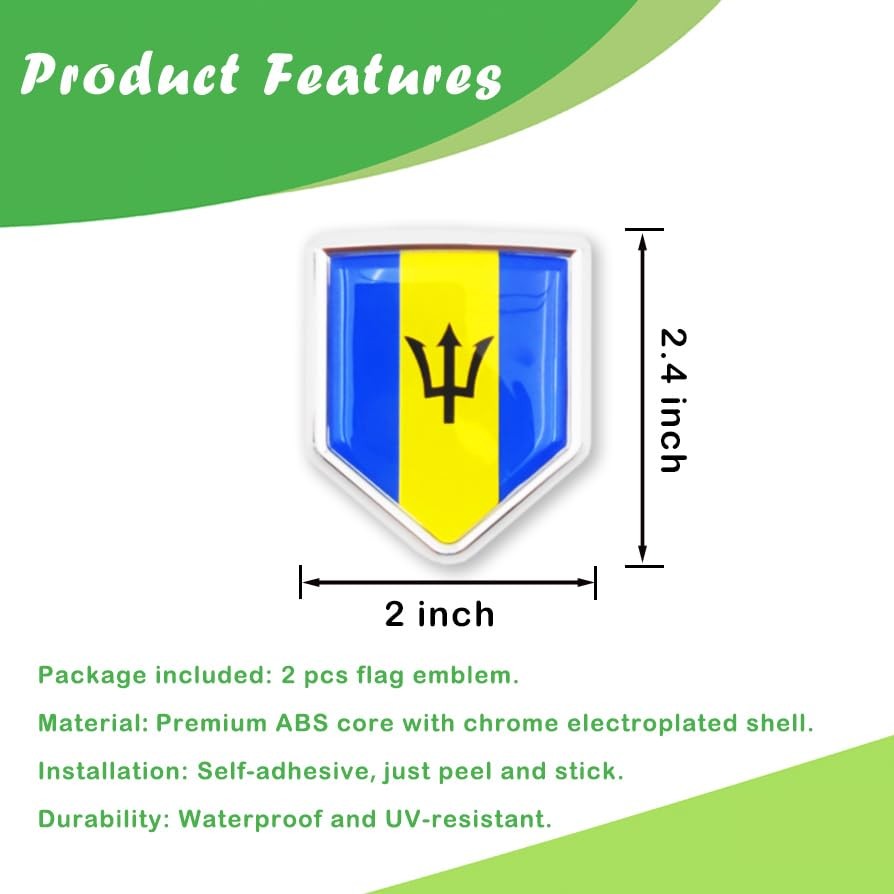 Newperlite Barbados Flag Decal Sticker Car Emblem Barbadian Flag Car