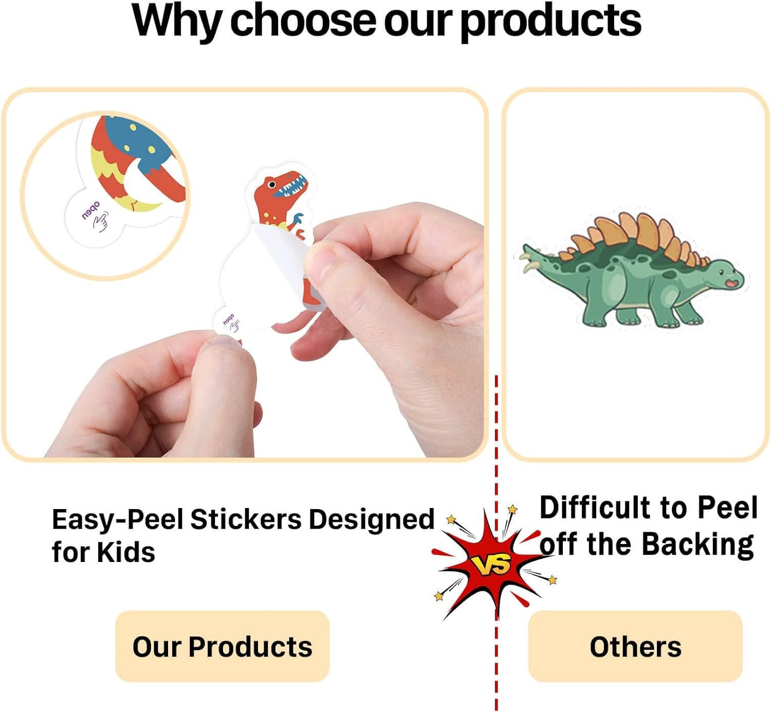 100PCS Dinosaur Stickers for Kids Waterproof Vinyl Cute Dino Party Favors Reward