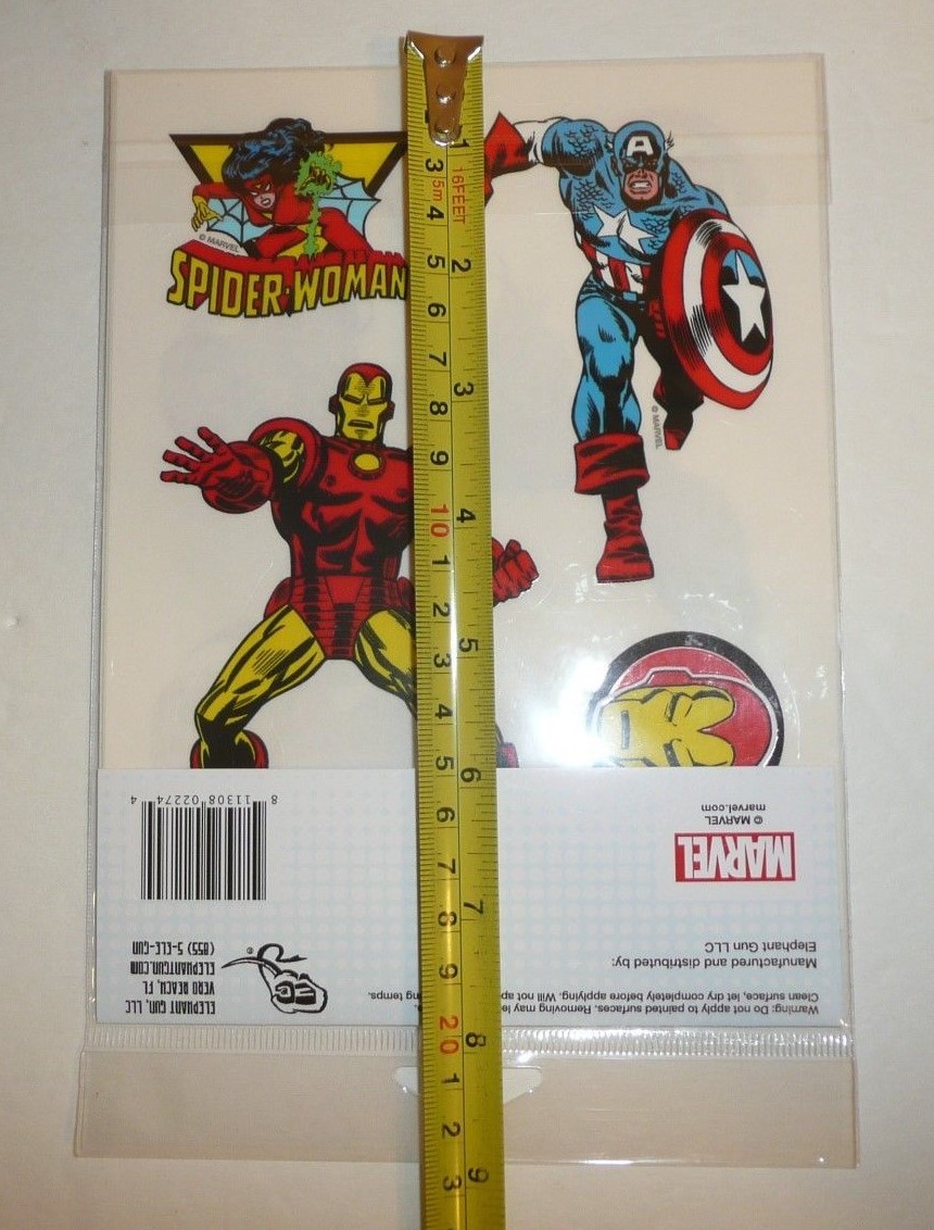 Marvel Comics 16 Car Window Decals Set Hulk Ironman Captain America Spiderman