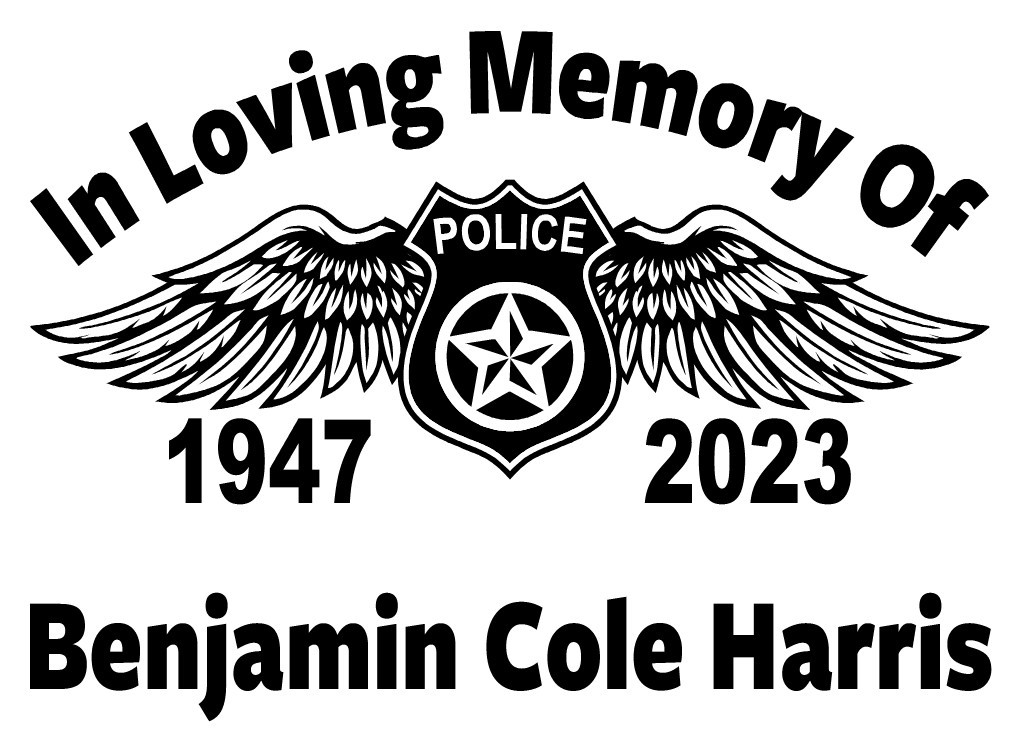In Loving Memory Police Badge Wings Sticker Decal Custom Tribute 3 Font Choices