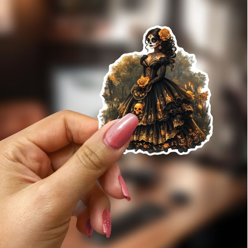Catrina, Day of the Dead, skull , Sticker, Peel N' Stick, Different Sizes