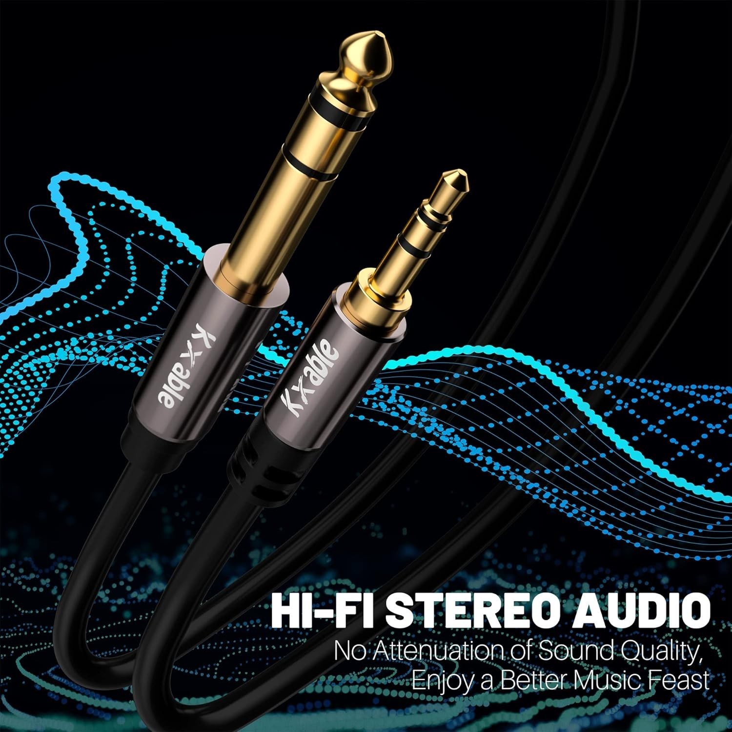 3.5mm to 6.35mm Stereo Audio Cable 25 Feet, Long 1/4 to 1/8 inch Headphone Ca…